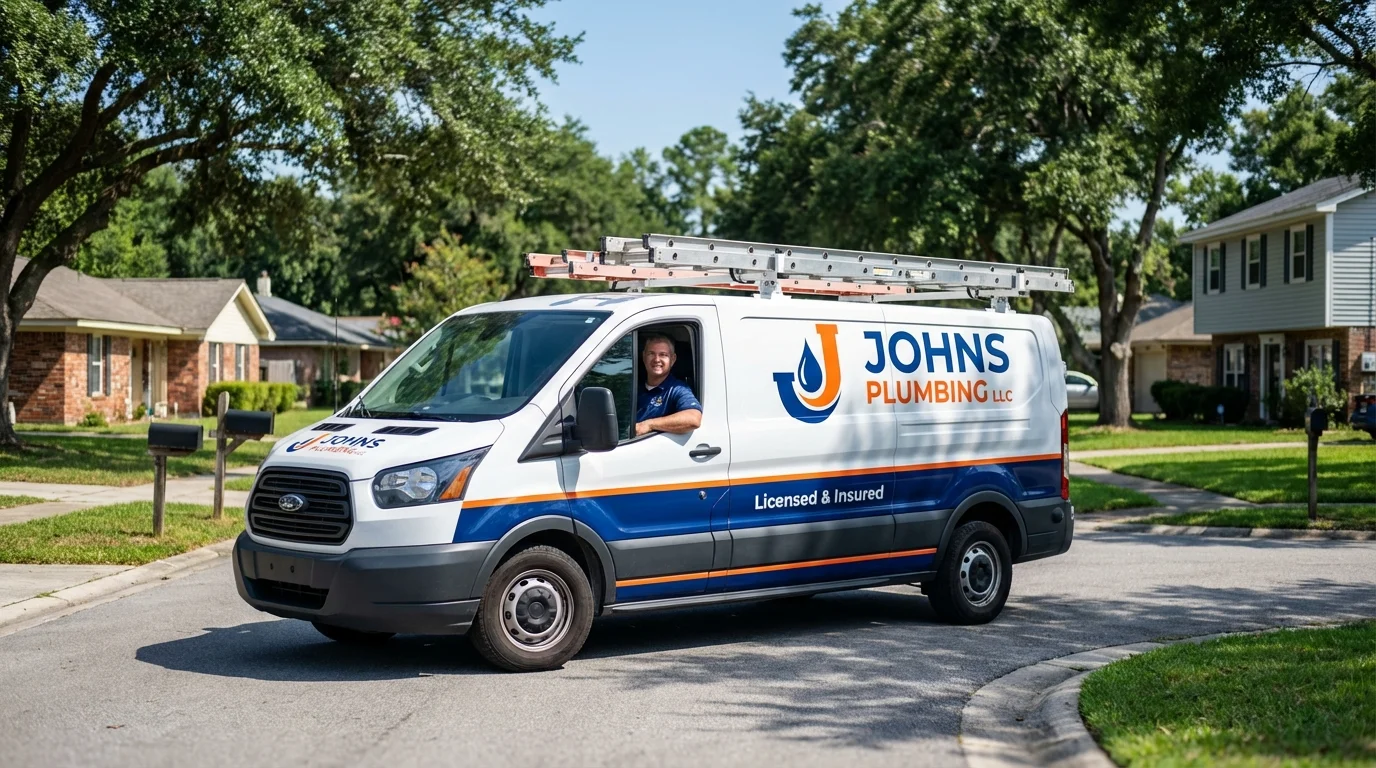 Johns Plumbing LLC service van in Youngstown, NY