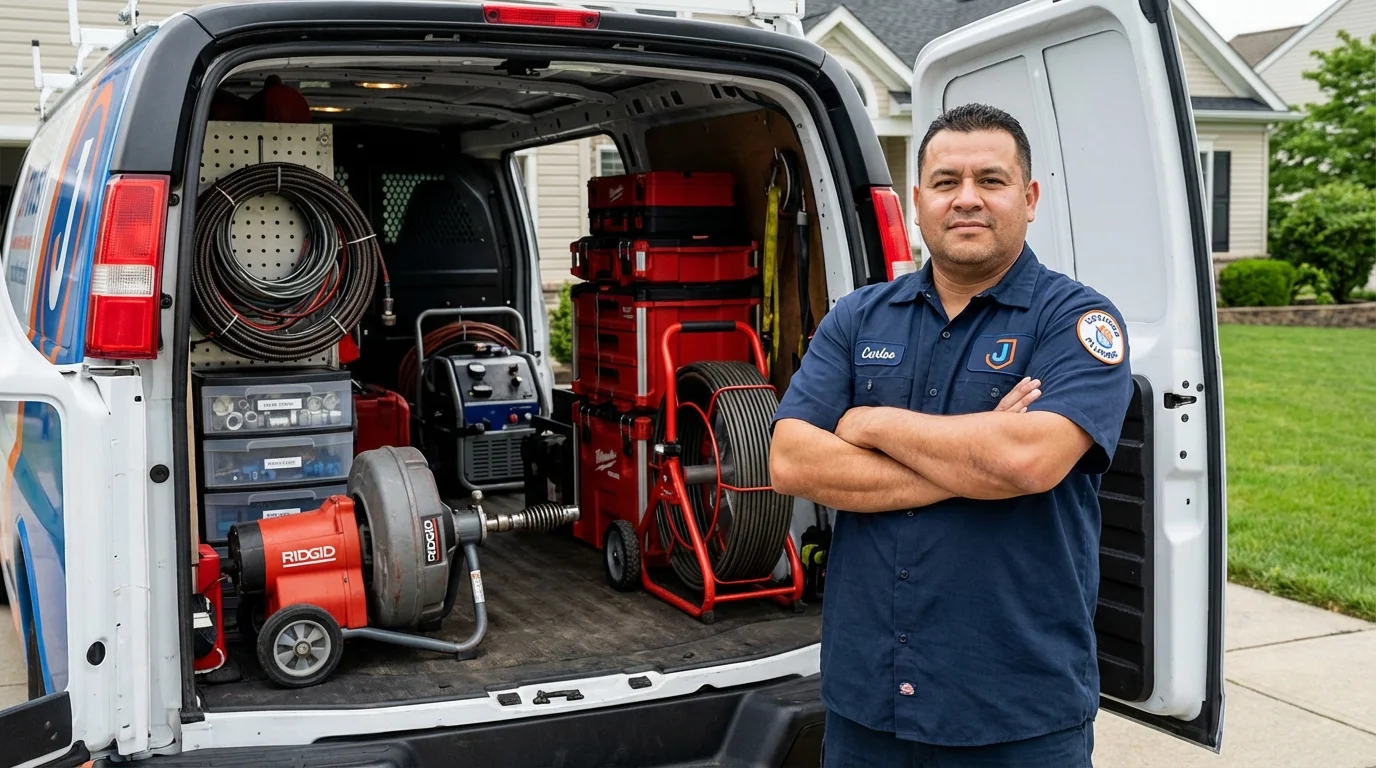 Professional drain cleaning equipment and Johns Plumbing LLC plumber in Youngstown