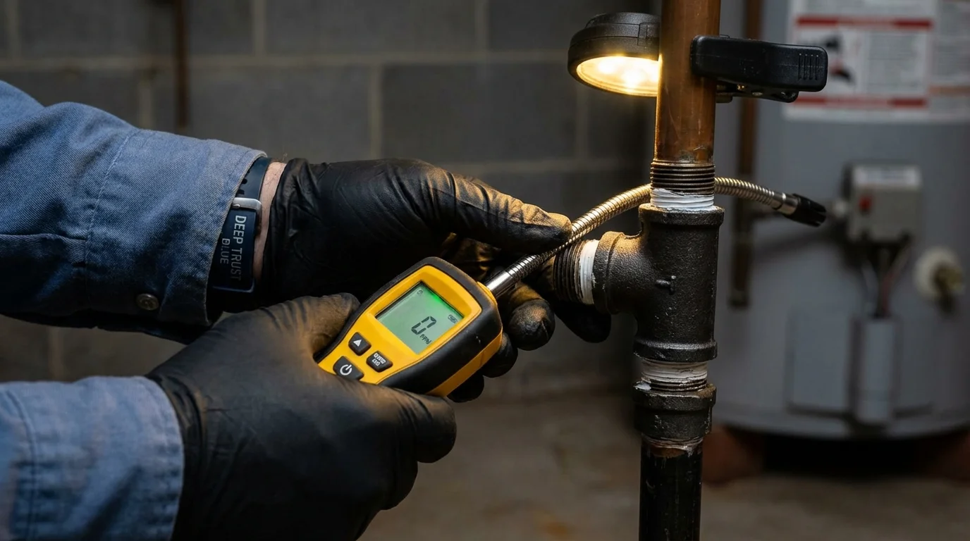 Gas leak detection with electronic sniffer by Johns Plumbing LLC in Youngstown