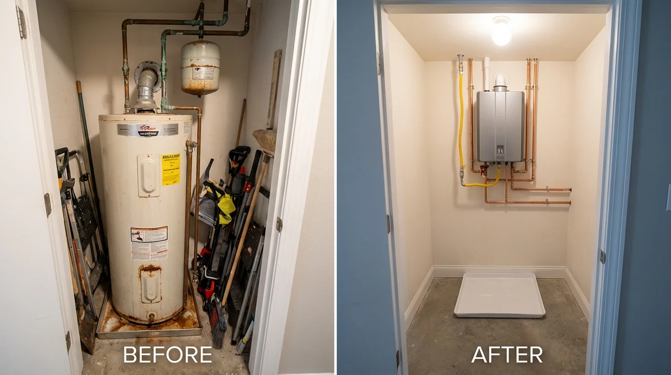 Tank water heater versus wall-mounted tankless unit comparison for Youngstown, NY homeowners